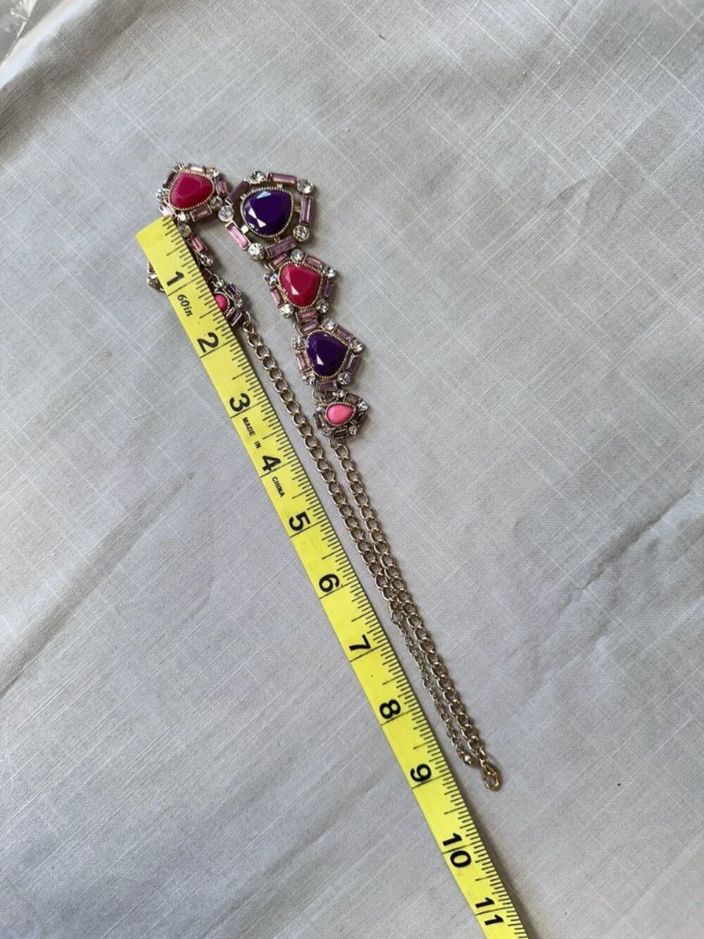 Pink Purple and Rhinestone Statement Necklace - Picture 13 of 13